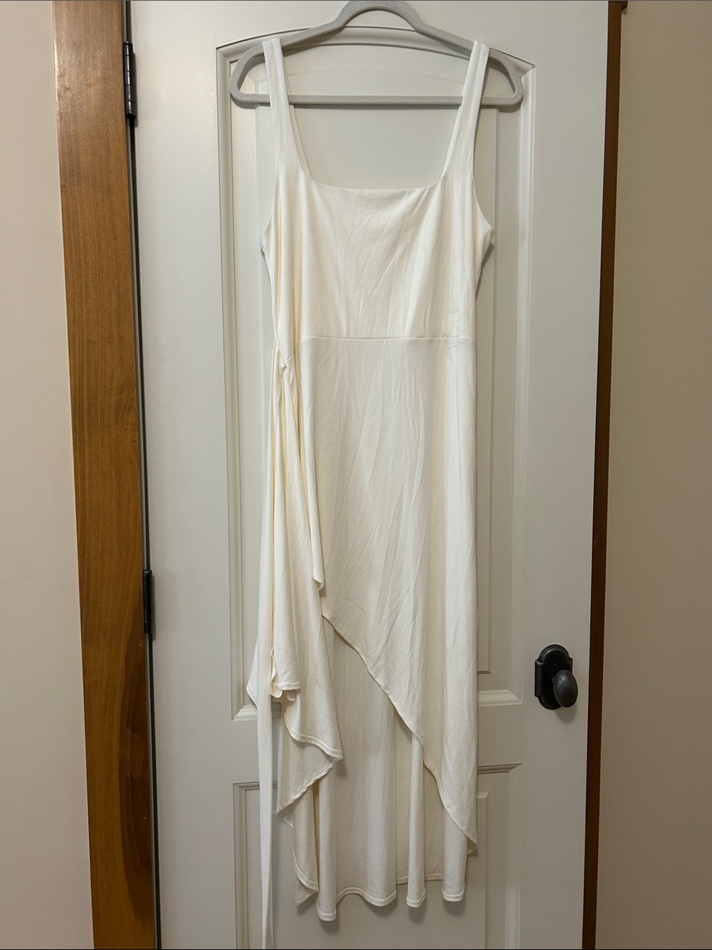 Wilfred Cream Asymmetrical Draped Slip Dress Faux Wrap style gorgeous